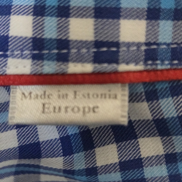 ETON Blue and White Checkered Slim Fit Men's Button Up Shirt. Size 43/17 - Picture 7 of 10